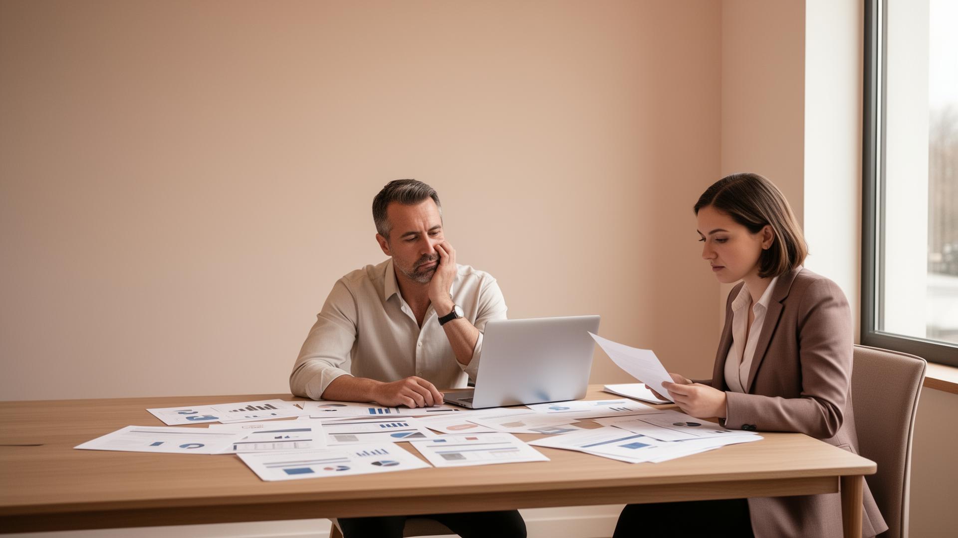 A leader and HR partner reviewing reports together
