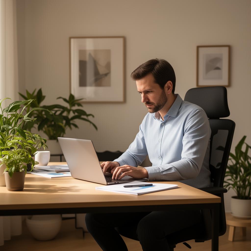 Professional analyzing startup team data at a desk
