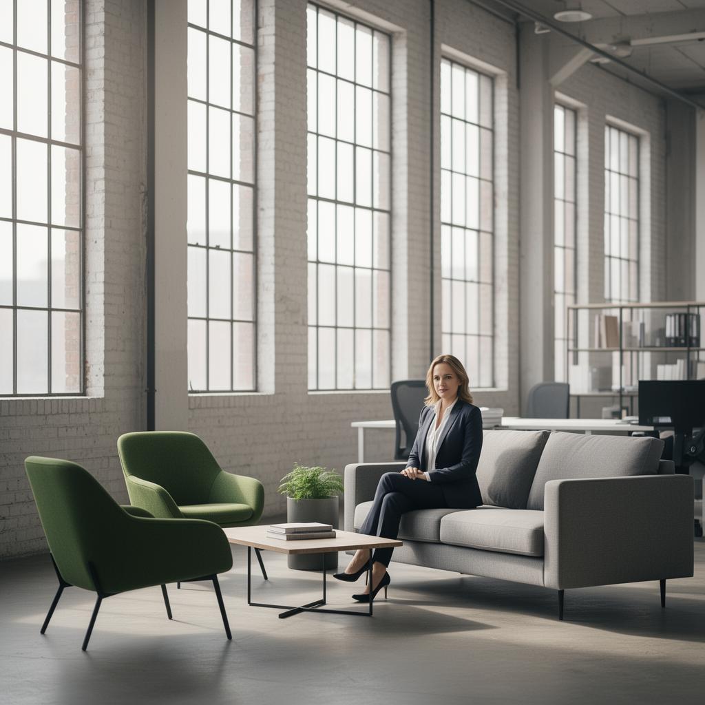 Investor meeting area in a bright loft office