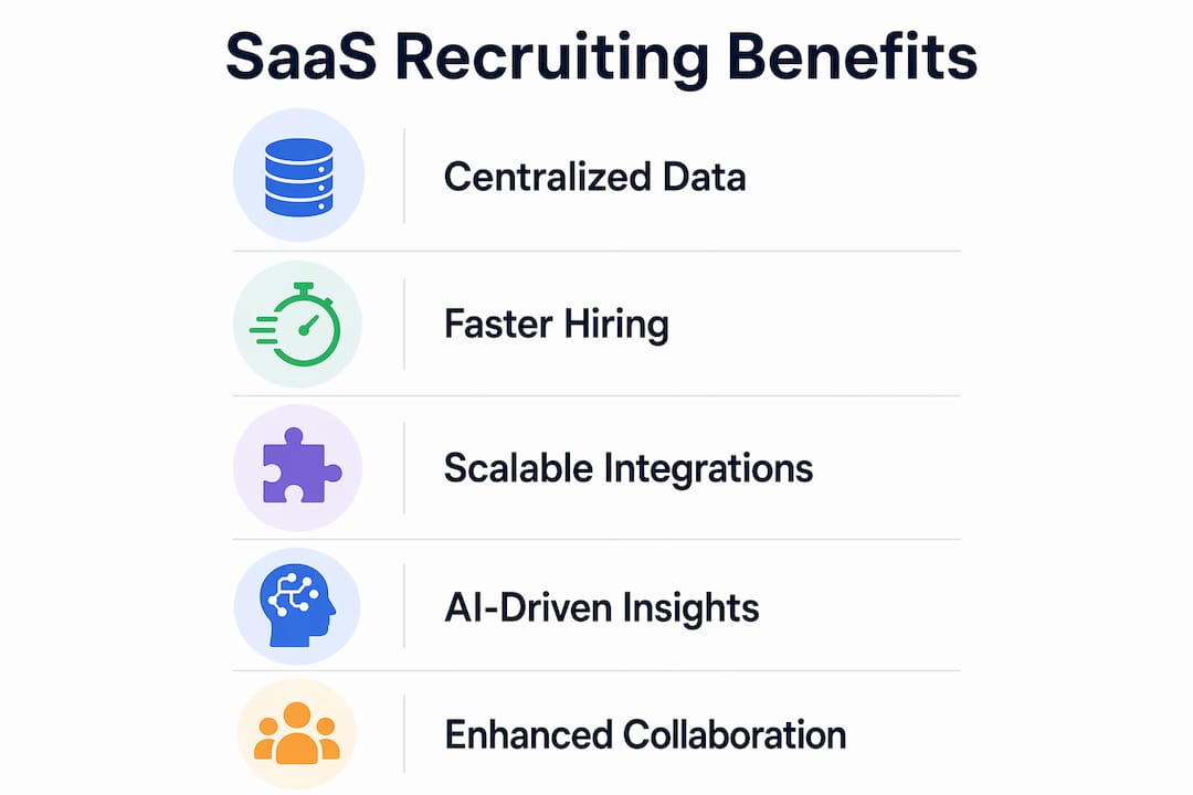 Infographic showing key benefits of SaaS recruiting platforms