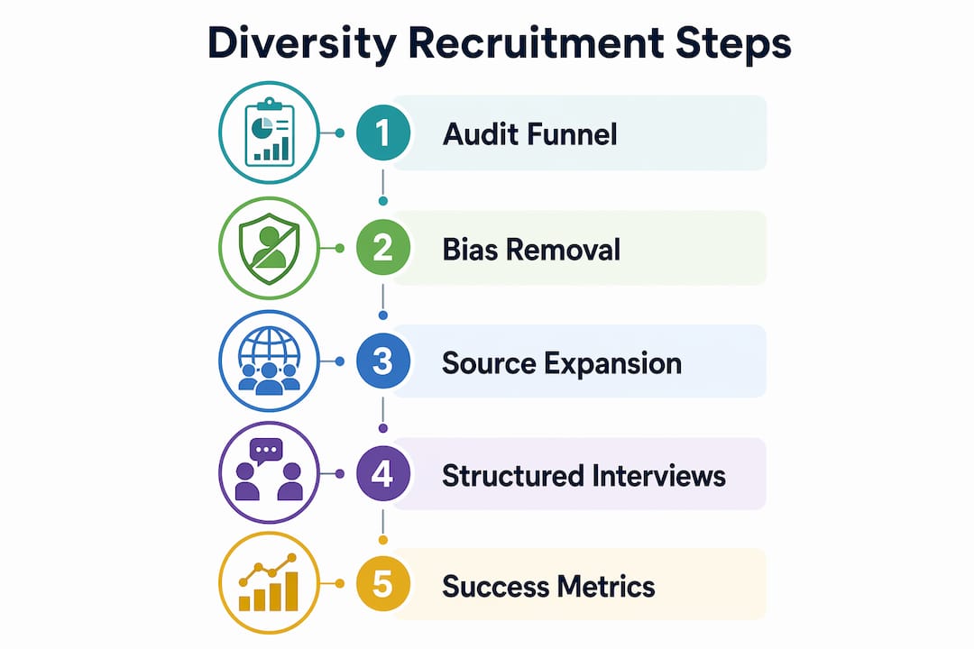 Infographic illustrating diversity recruitment steps