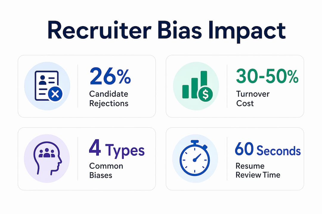 Infographic depicting recruiter bias impact statistics